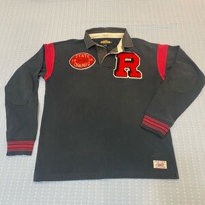 Rugby by Ralph Lauren VTG Charcoal & Red Long Sleeve Rugby Shirt